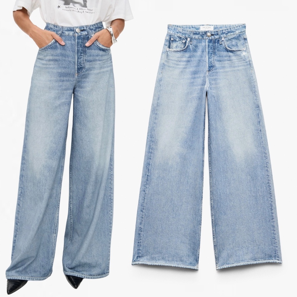 Rag & Bone Miramar Sofie Wide-Leg Pants Cotton Terry Raily Size 26